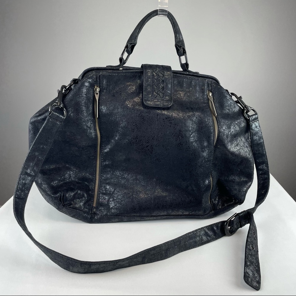 MATT & NAT metallic black structured doctor crossbody bag